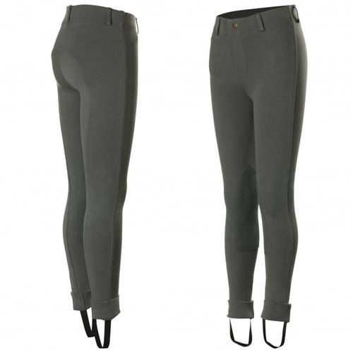 OVERSTOCK: Horze Kids' Nora Knee Patch Jodhpurs - EU 130/US Small - Dark Grey