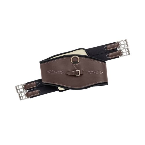 EquiFit Anatomical Jumper Girth w/SheepsWool - Brown/Natural/Black Trim