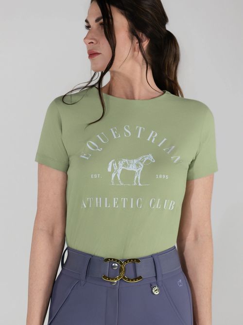 Dapplebay Women's Short Sleeve Tee Shirt - Equestrian Athletic Club Sage