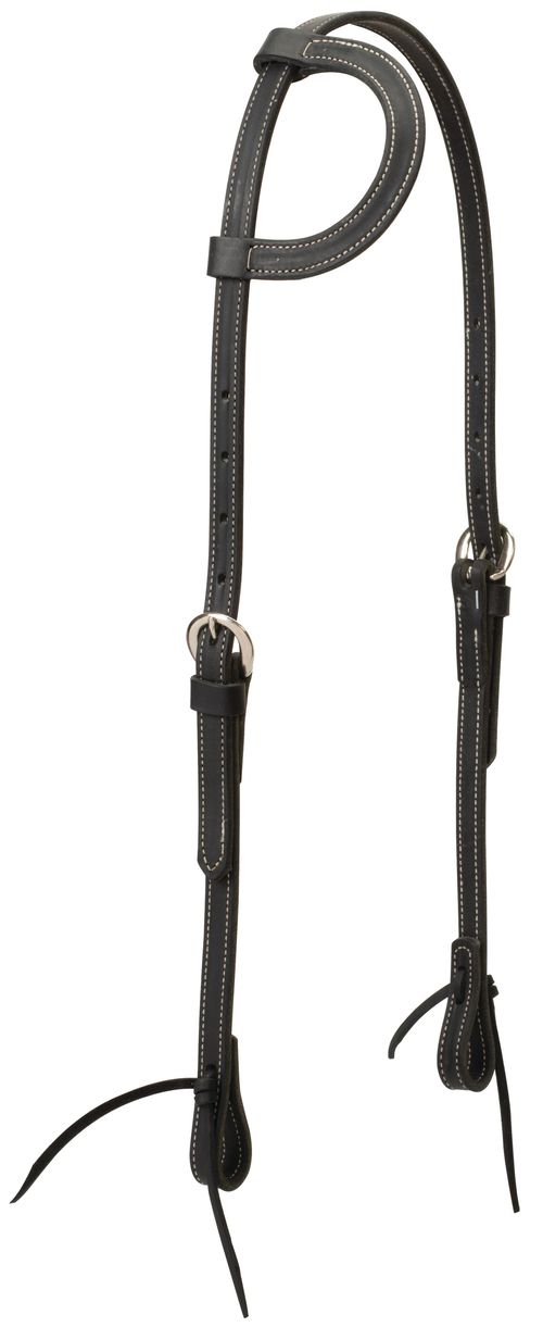 Weaver 5/8" Latigo Sliding Ear Headstall - Black