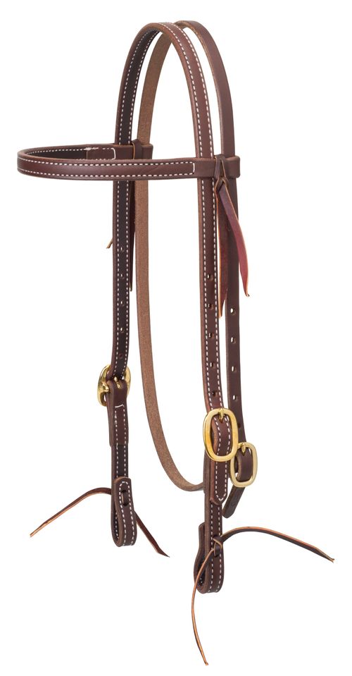 Weaver Working Tack 5/8" Browband Headstall w/Tie Ends - Golden Chestnut/Brass