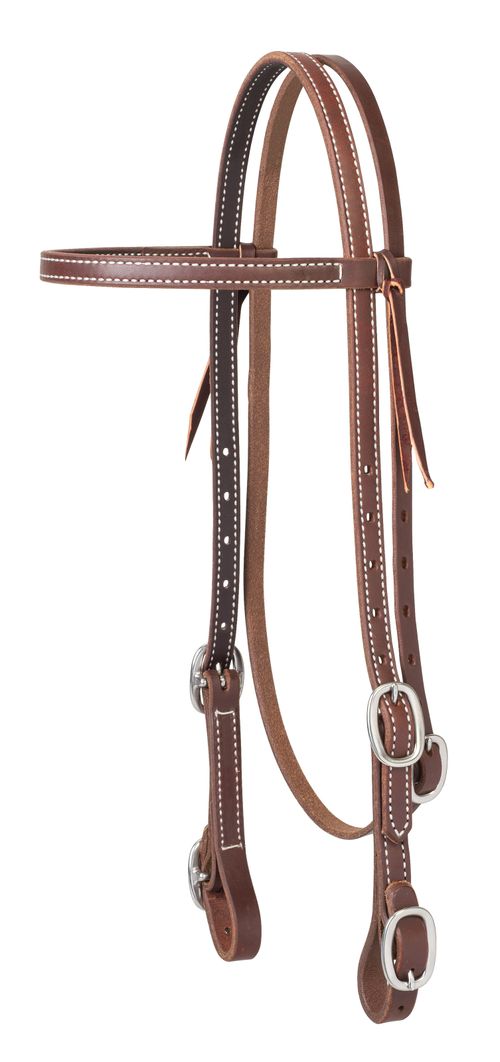 Weaver Working Tack 5/8" Browband Headstall w/Buckle Ends - Golden Chestnut/Stainless