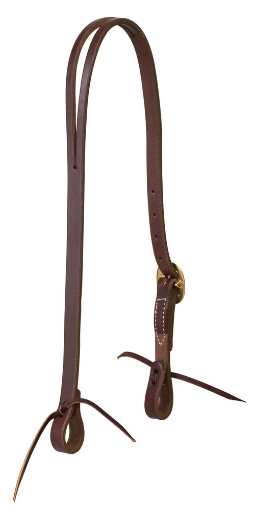 Weaver Working Tack 3/4" Single Ply Split Ear Headstall - Golden Chestnut/Brass
