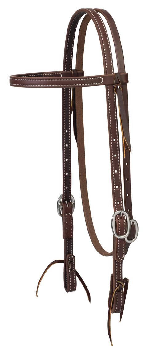 Weaver Working Tack 5/8" Browband Headstall w/Tie Ends - Golden Chestnut/Stainless