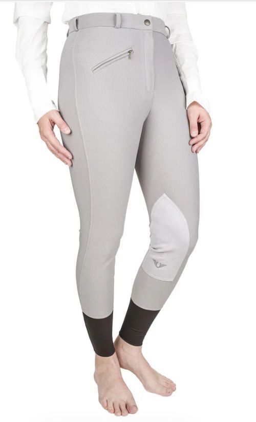 OVERSTOCK: TuffRider Women's Ribb Knee Patch Breeches - 30 Regular - Gray