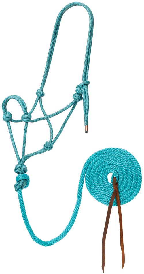 Weaver Diamond Braided Horse Rope Halter w/Lead - Turquoise