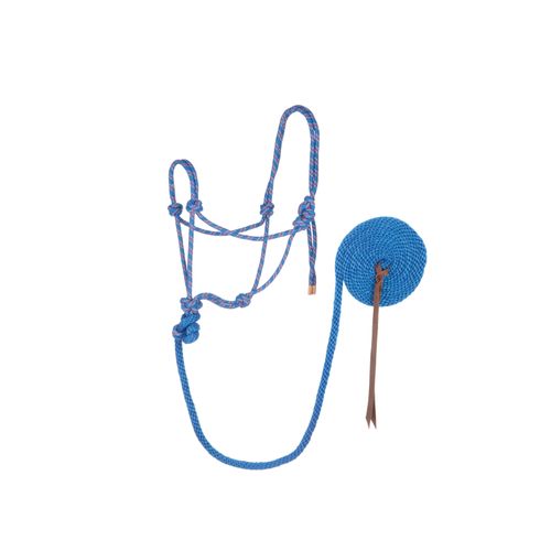 Weaver Diamond Braid Reflective Rope Halter & Lead - Hurricane Blue/Red