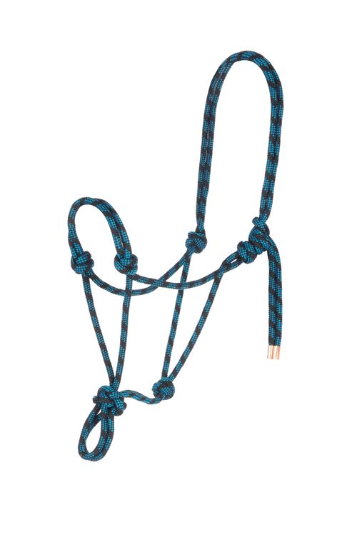Weaver Diamond Braided Horse Rope Halter - Black/Hurricane Blue