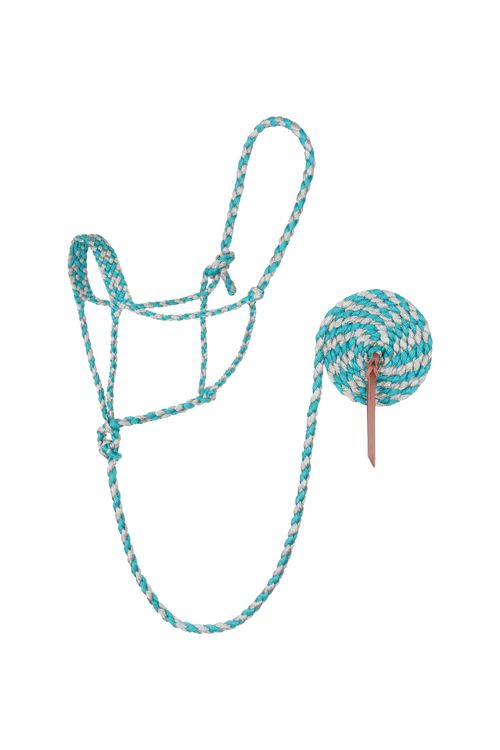 Weaver Braided Rope Halter w/10' Lead - Turquoise/Grey