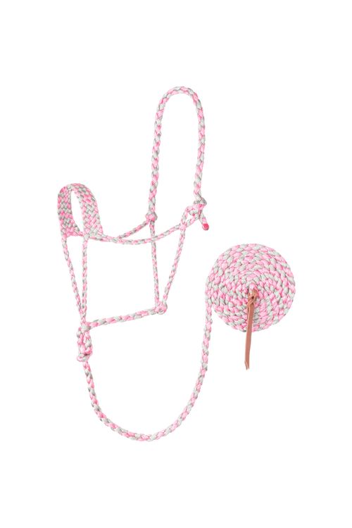 Weaver Braided Rope Halter w/10' Lead - Grey/Pink
