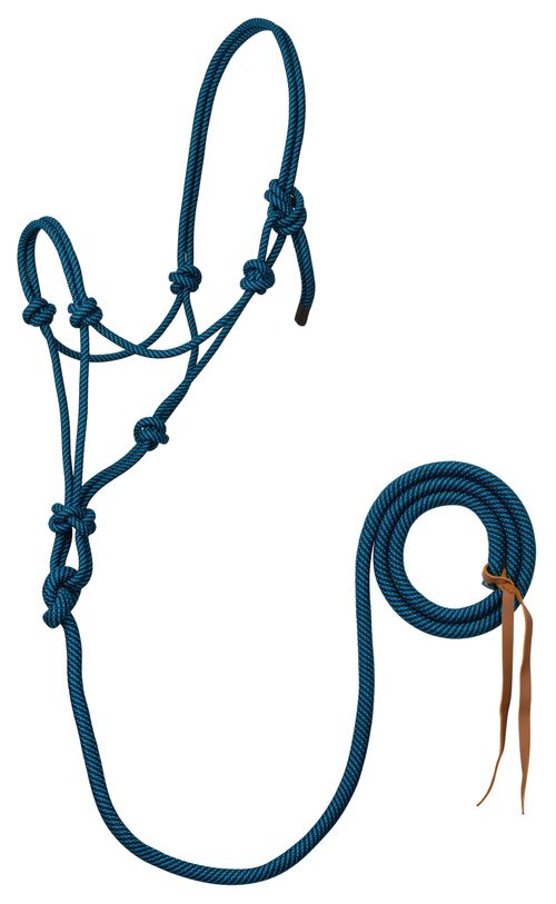Weaver 5/16" Rope Horse Halter w/Attached Lead - Blue/Black