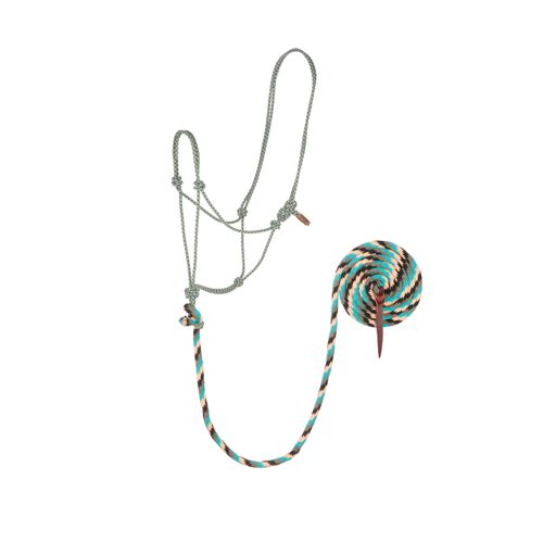 Weaver EcoLuxe Rope Halter w/Lead - Turquoise/Olive/Tan