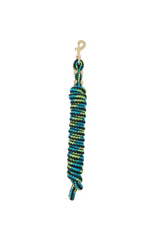 Weaver Mini/Pony Lead w/Brass Snap - Black/Hurricane Blue/Lime Zest