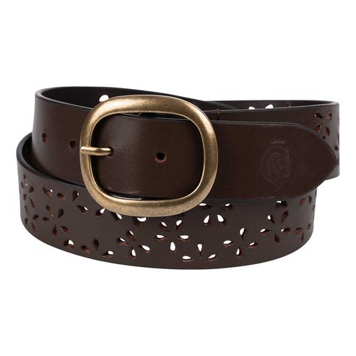 SALE RACK: Equinavia Emmi Flowers Leather Belt - Medium - Chocolate Brown