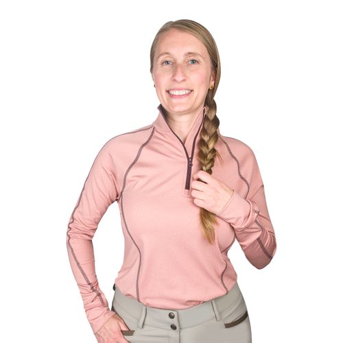 OVERSTOCK: Ovation Women's Core Half Zip Long Sleeve Top - Medium - Muted Clay