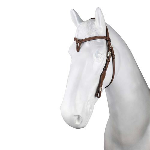 Horze Western Futurity Knot Headstall with Conchos - Tobacco