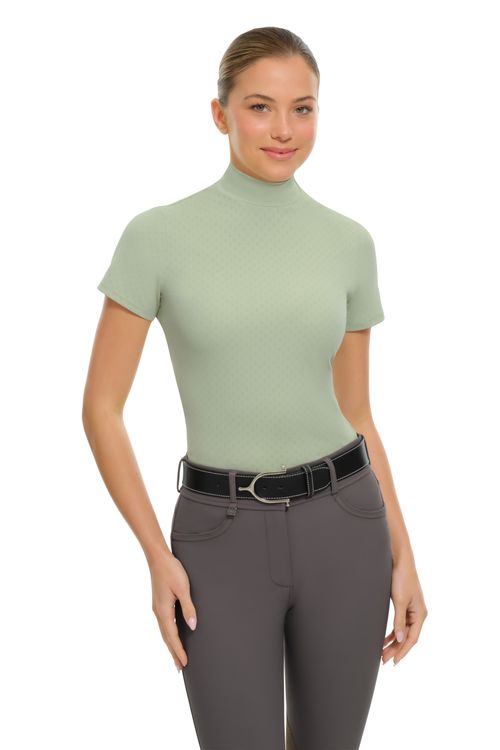 RJ Classics Women's Jodi Short Sleeve Mock Neck Tech Shirt - Honeydew