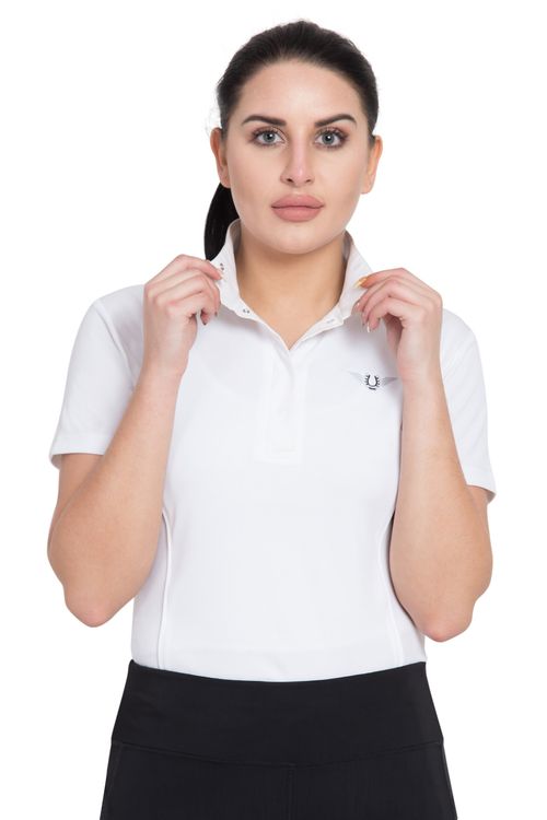 SALE RACK: TuffRider Women's Kirby Kwik Dry Short Sleeve Show Shirt - XX Large - White/White