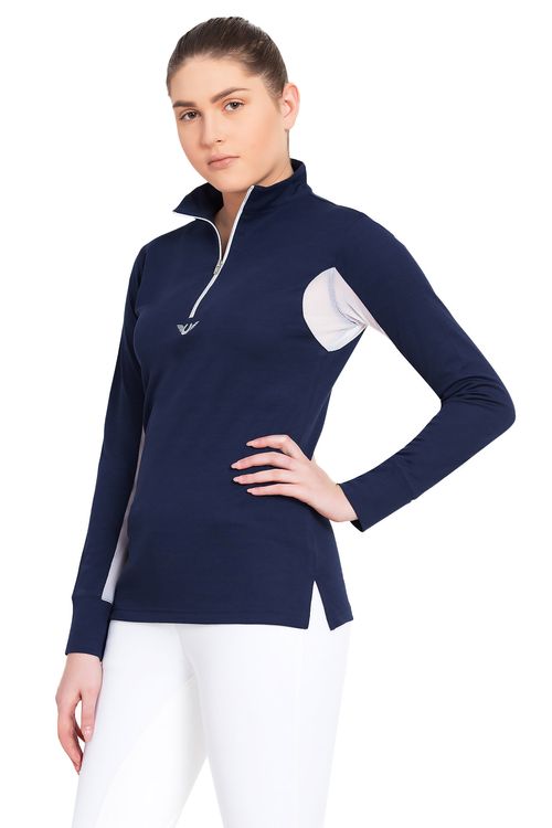 OVERSTOCK: TuffRider Women's Ventilated Technical Long Sleeve Sport Shirt - Large - Navy