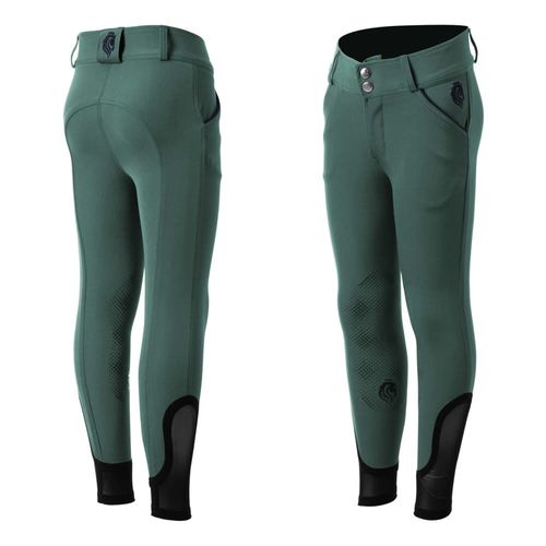 OVERSTOCK: Equinavia Kids' Greta Summer Knee Patch Breeches - 10 - Midnight Green/Navy