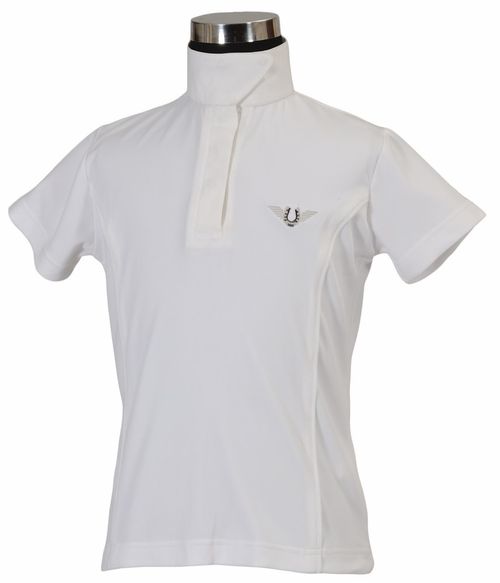 SALE RACK: TuffRider Kids' Kirby Kwik Dry Short Sleeve Show Shirt - X Large - White/White
