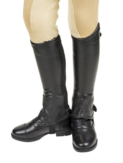 SALE RACK: Lettia Kids' London Leather Half Chaps - 16 - Black