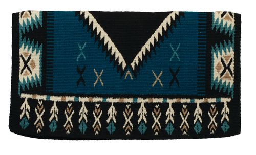 Weaver New Zealand Wool Show Blanket - Black/Turquoise/Cream
