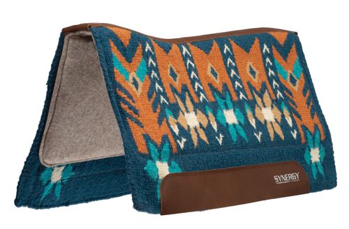 Weaver Synergy Contour Fleece Performance Saddle Pad - Navy/Brown