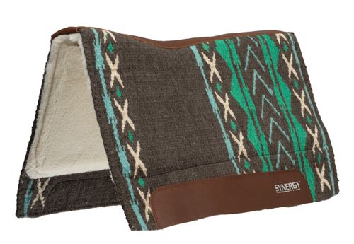 Weaver Synergy Contour Fleece Performance Saddle Pad - Charcoal/Turquoise
