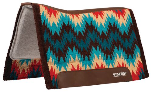 Weaver Synergy Contour Fleece Performance Saddle Pad - Stampede Turquoise/Red