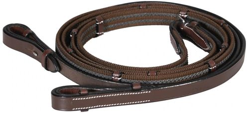 SALE RACK: Henri de Rivel Pro Rubber Lined Web Reins - Large Horse - Australian Nut