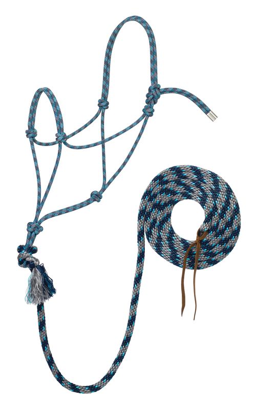 Weaver Silvertip No. 95 Rope Halter w/12'  Lead - Grey/Blue/Navy/Turquoise