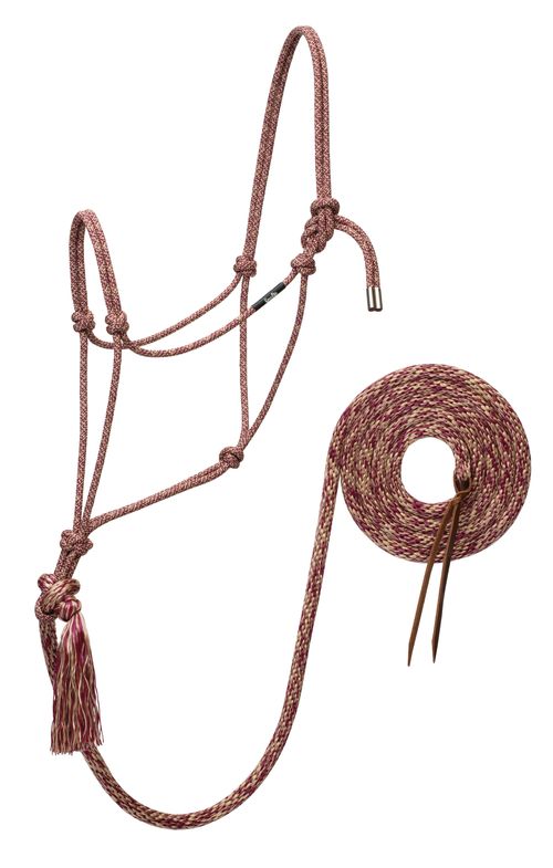 Weaver Silvertip No. 95 Rope Halter w/12'  Lead - Burgundy/Tan