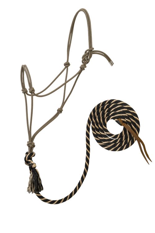 Weaver Silvertip No. 95 Rope Halter w/12'  Lead - Black/Tan