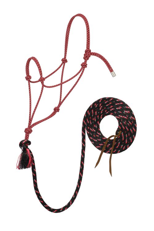Weaver Silvertip No. 95 Rope Halter w/12'  Lead - Black/Grey/Red