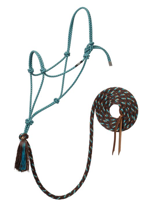 Weaver Silvertip No. 95 Rope Halter w/12'  Lead - Turquoise/Brown/Tan