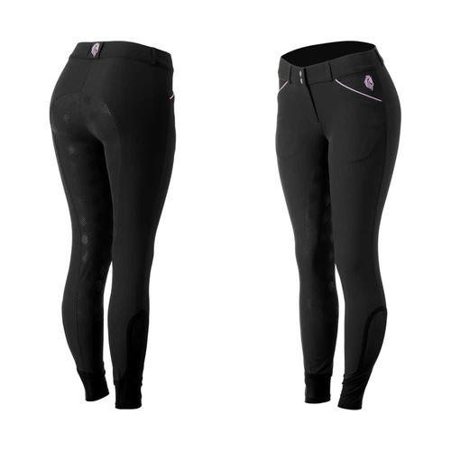OVERSTOCK: Equinavia Women's Astrid Summer Full Seat Breeches - 36 - Black/Orchid Mist