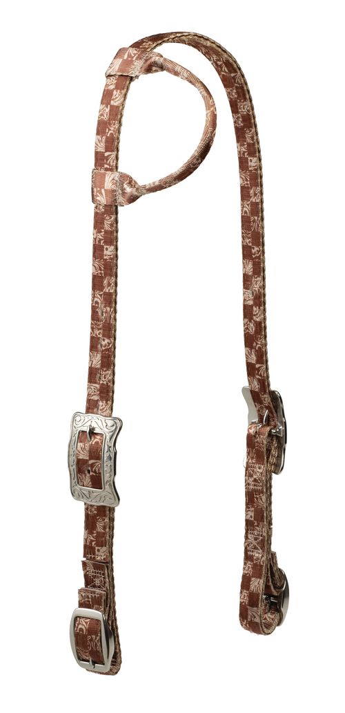 Weaver Patterned Poly Sliding Ear Headstall - Checkerbooard