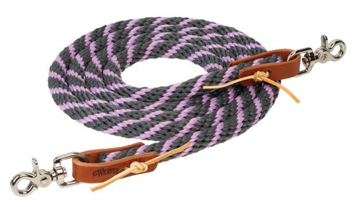 Weaver 8ft Poly Roping Reins w/Scissor Snaps - Gray/Lavender