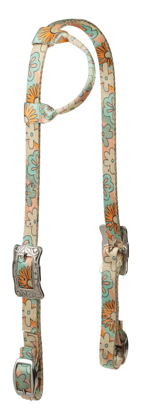 Weaver Patterned Poly Sliding Ear Headstall - Retro Flower