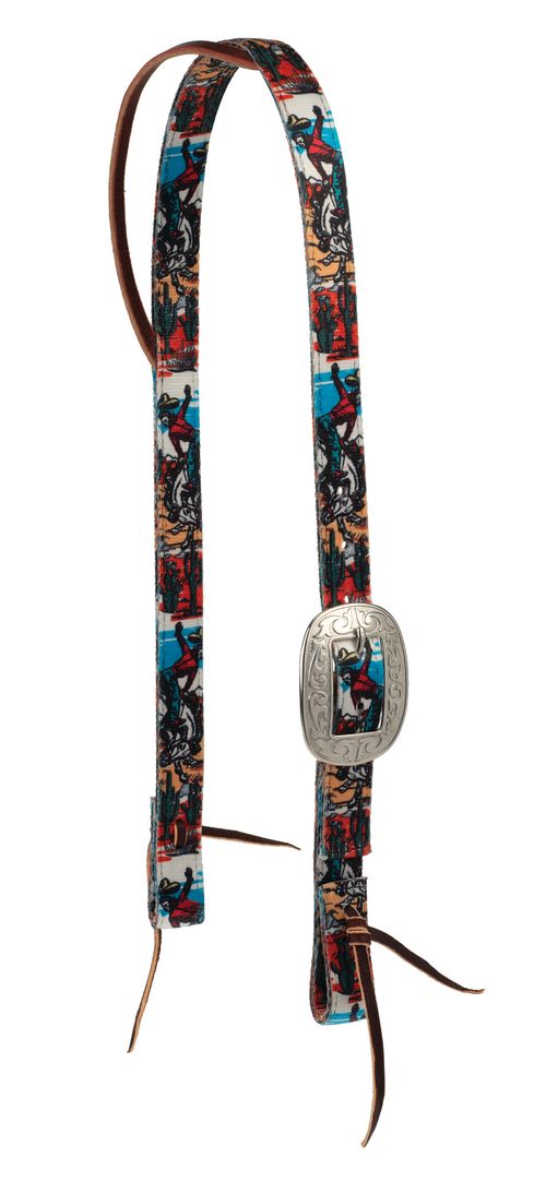 Weaver Patterned Poly Split Ear Headstall - Bucking Bronc