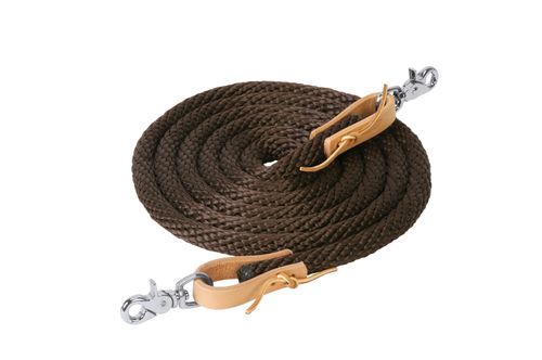 Weaver 10ft Poly Roping Reins w/Scissor Snaps - Brown