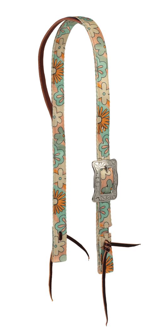 Weaver Patterned Poly Split Ear Headstall - Retro Flower