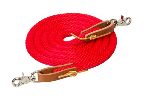 Weaver 8ft Poly Roping Reins w/Scissor Snaps - Red