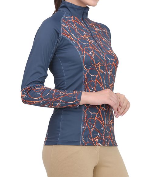 BARN BUSTER: Equine Couture Women's Snaffle Bridles Sport Shirt - Small - Navy