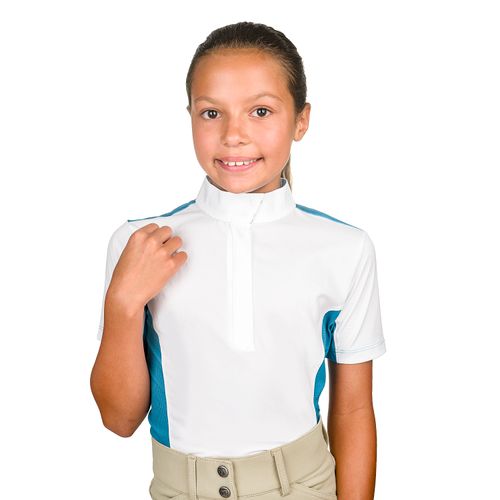 BARN BUSTER: Romfh Kids' Classic Short Sleeve Show Shirt - Large - White/Lagoon Swirled Marble