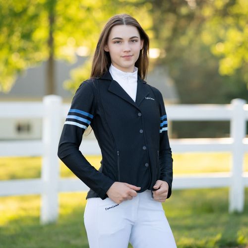 SALE RACK: Equine Couture Women's EquiVent Gradient Show Coat w/Arm Stripes - Medium - Black/Blue