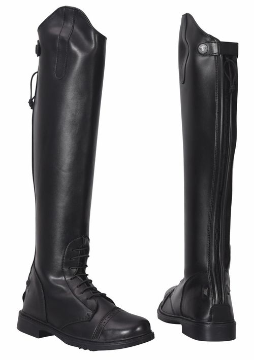 BARN BUSTER: TuffRider Women's Starter Back Zip Field Boots in Synthetic Leather - 8 Slim - Black
