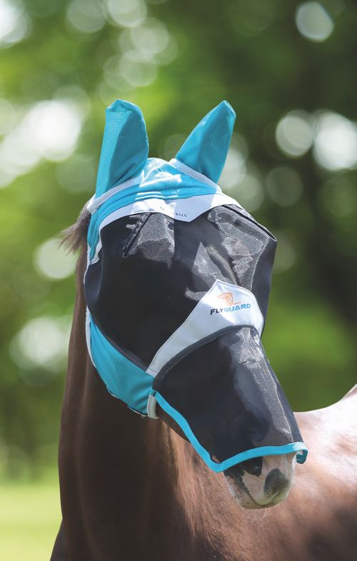 READY TO SHIP: Shires FlyGuard Fine Mesh Fly Mask w/Ears & Nose - Small Pony - Teal