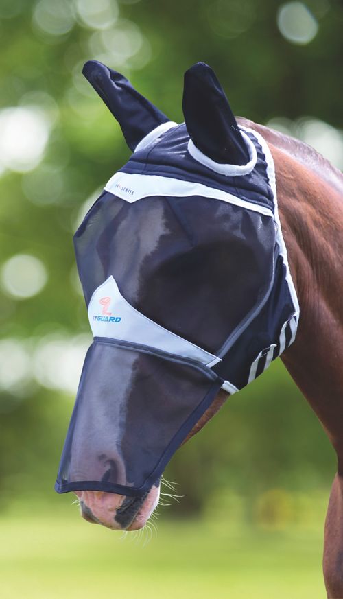 READY TO SHIP: Shires FlyGuard Fine Mesh Fly Mask w/Ears & Nose - X Small Pony - Black